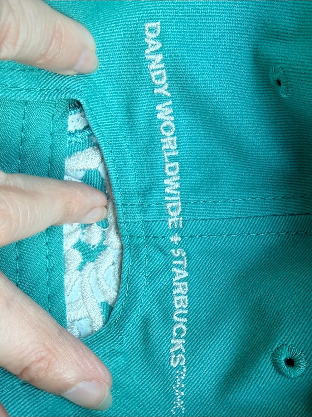 NWT Starbucks Teal 'Road Trip' Embroidered Baseball Cap with Cream Accent - Picture 2 of 10